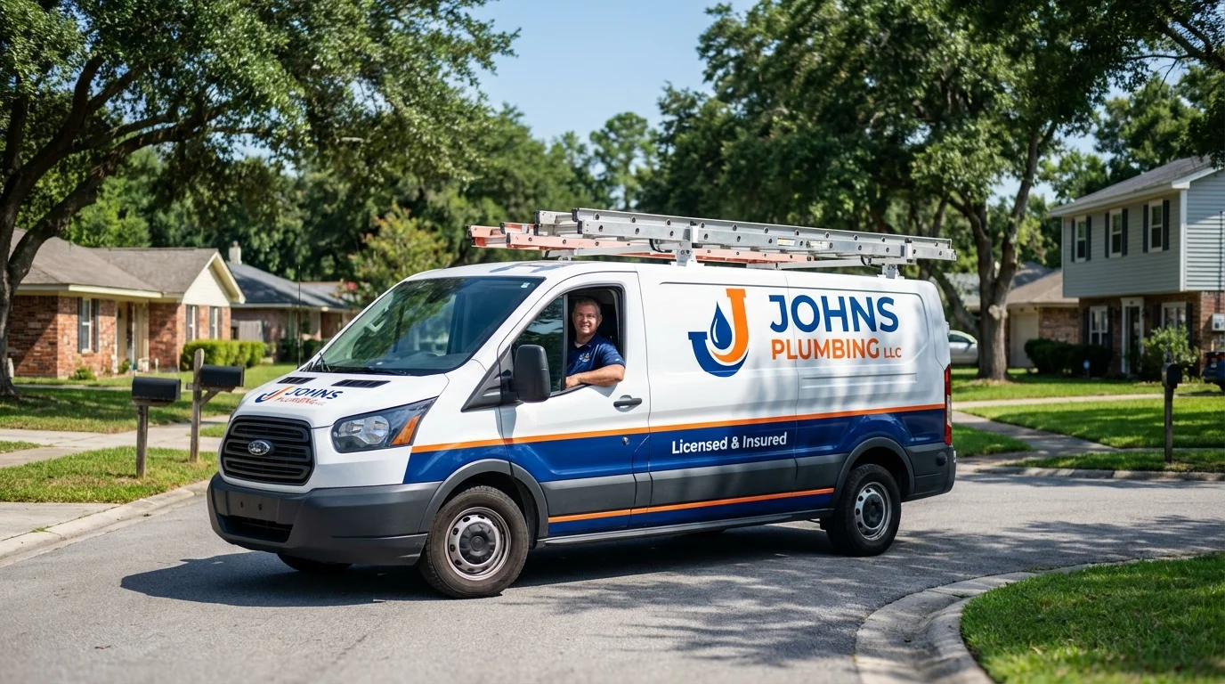Johns Plumbing LLC service van in East Palestine, OH
