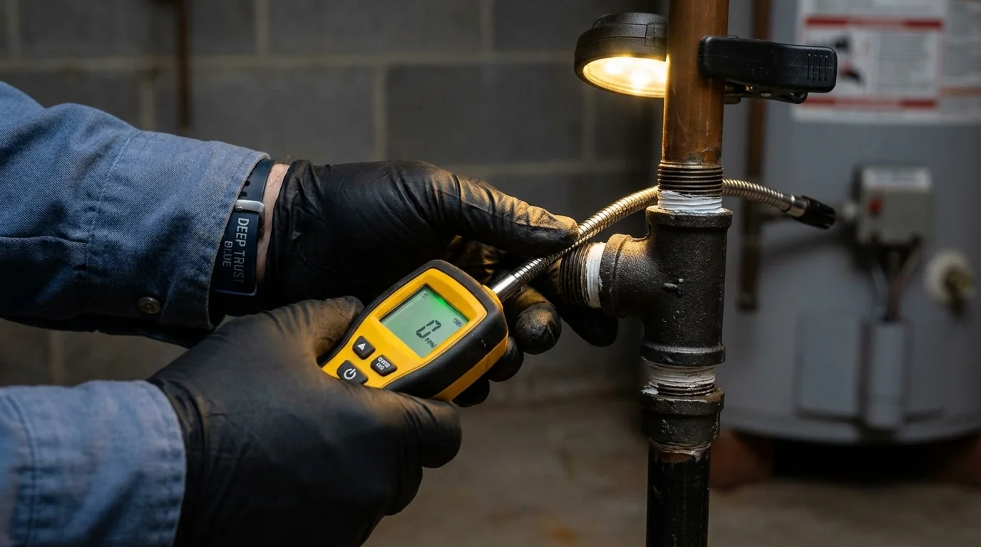 Gas leak detection with electronic sniffer by Johns Plumbing LLC in East Palestine