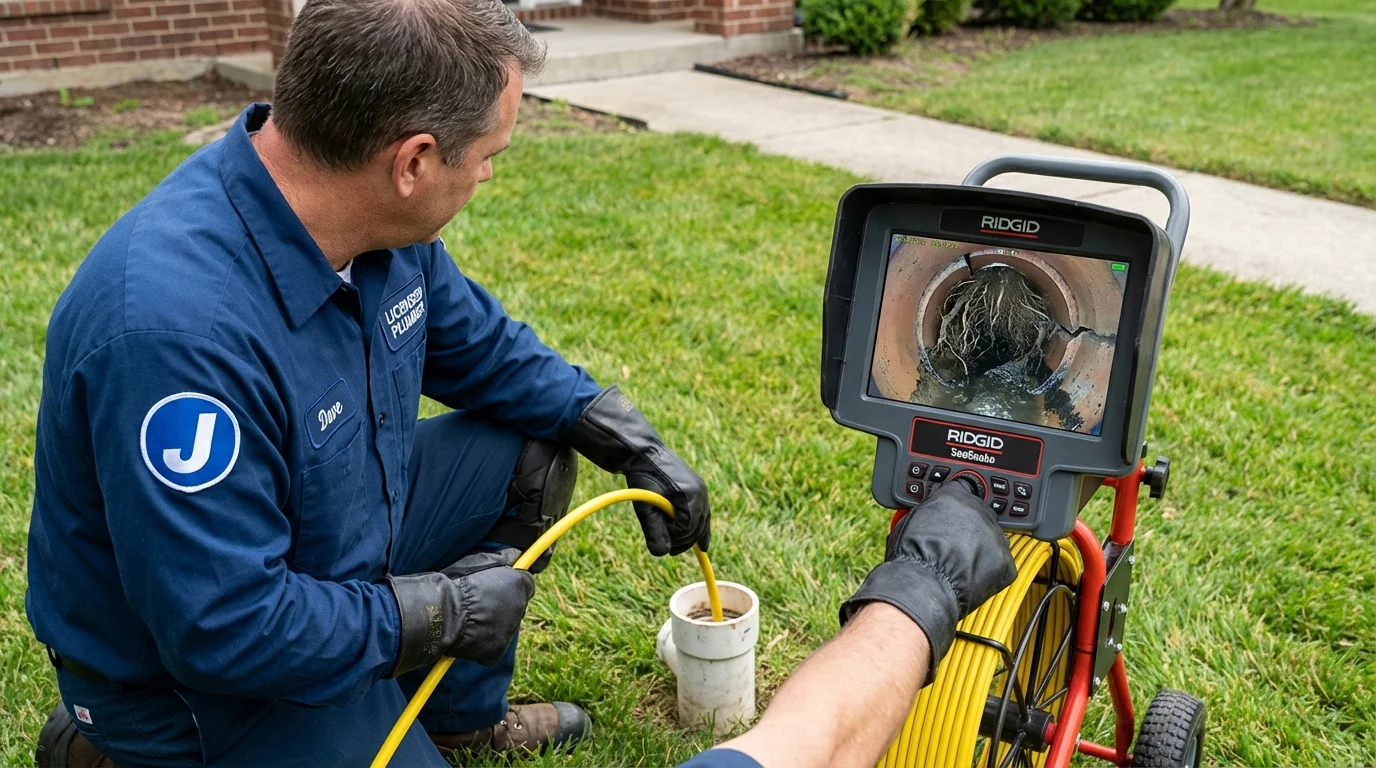 Sewer camera inspection being performed by Johns Plumbing LLC in East Palestine